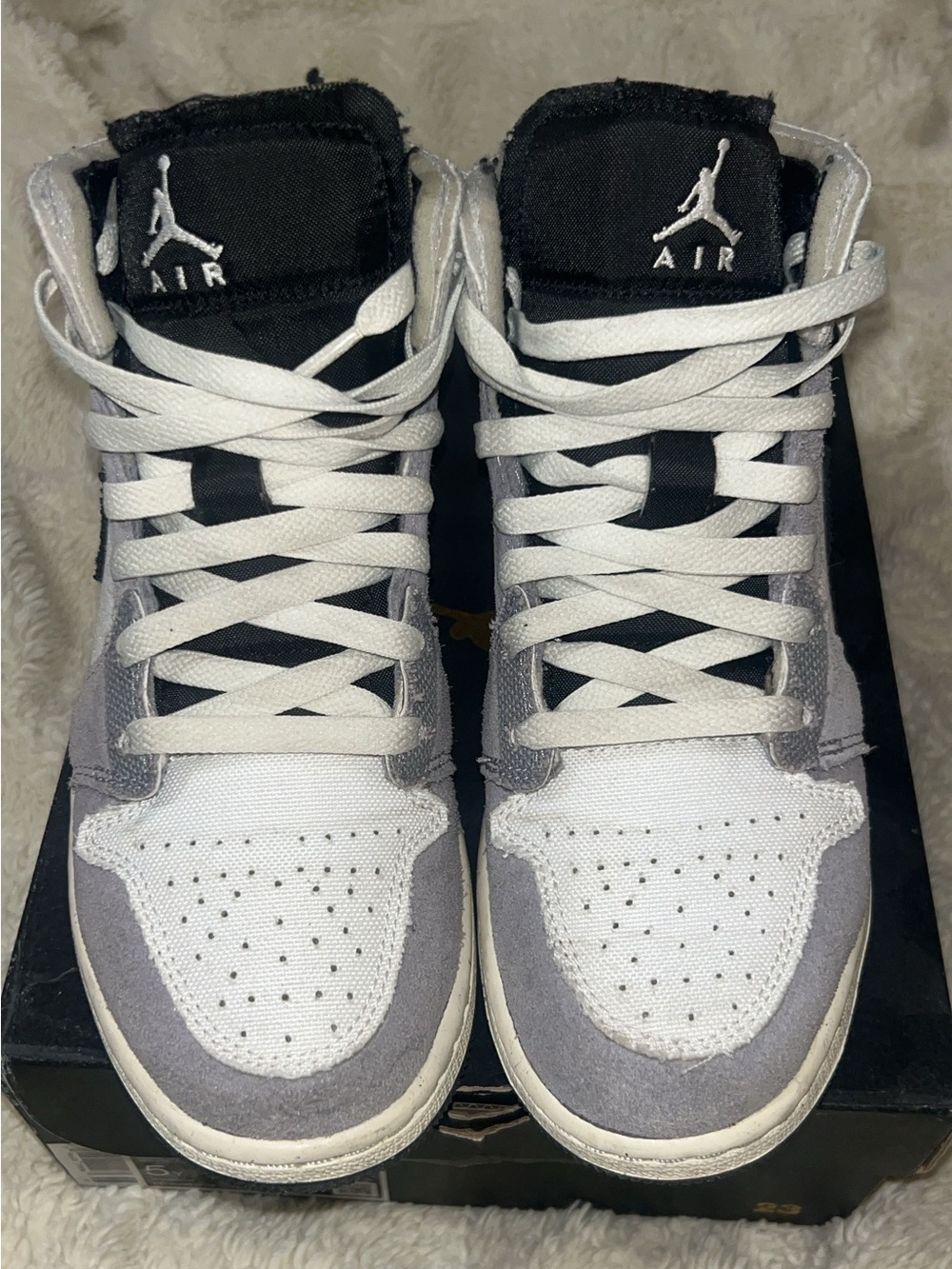 Jordan High-Top Sneakers - White, Gray, Black - Picture 2 of 5
